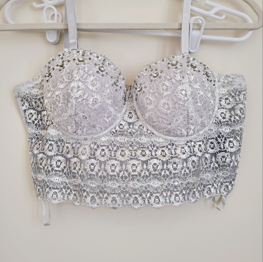 Bustier jeweled crop top